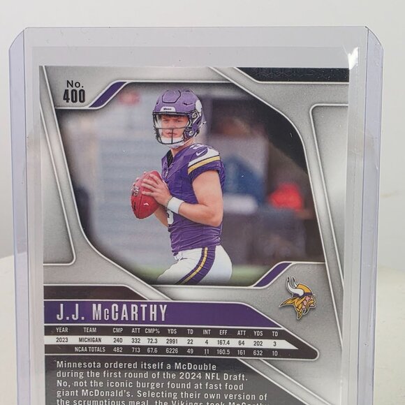 2024 Panini Prizm J.J. McCarthy Rookie Card No. 400 Minnesota Vikings NFL Collec - Picture 7 of 10